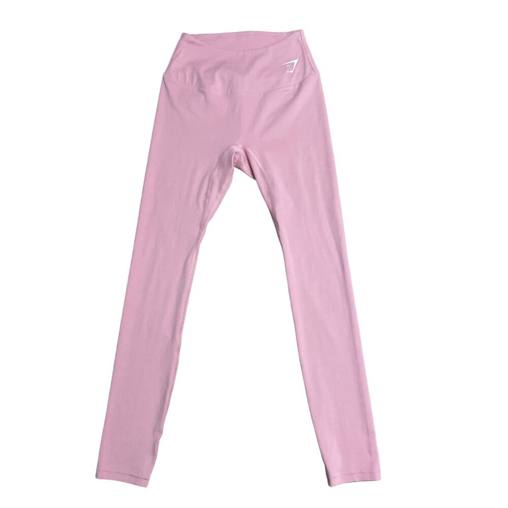 GYMSHARK LEGGINGS SOFT STRETCH WOMENS S ATHLETIC TRAINING ANKLE PINK LOGO